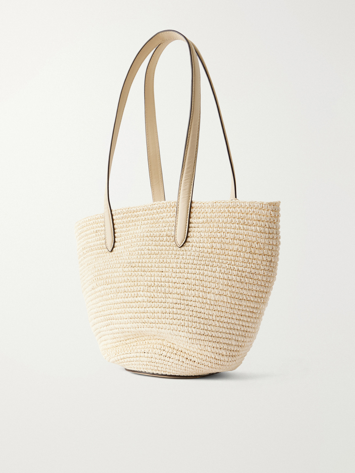 Market Leather-Trimmed Raffia Tote