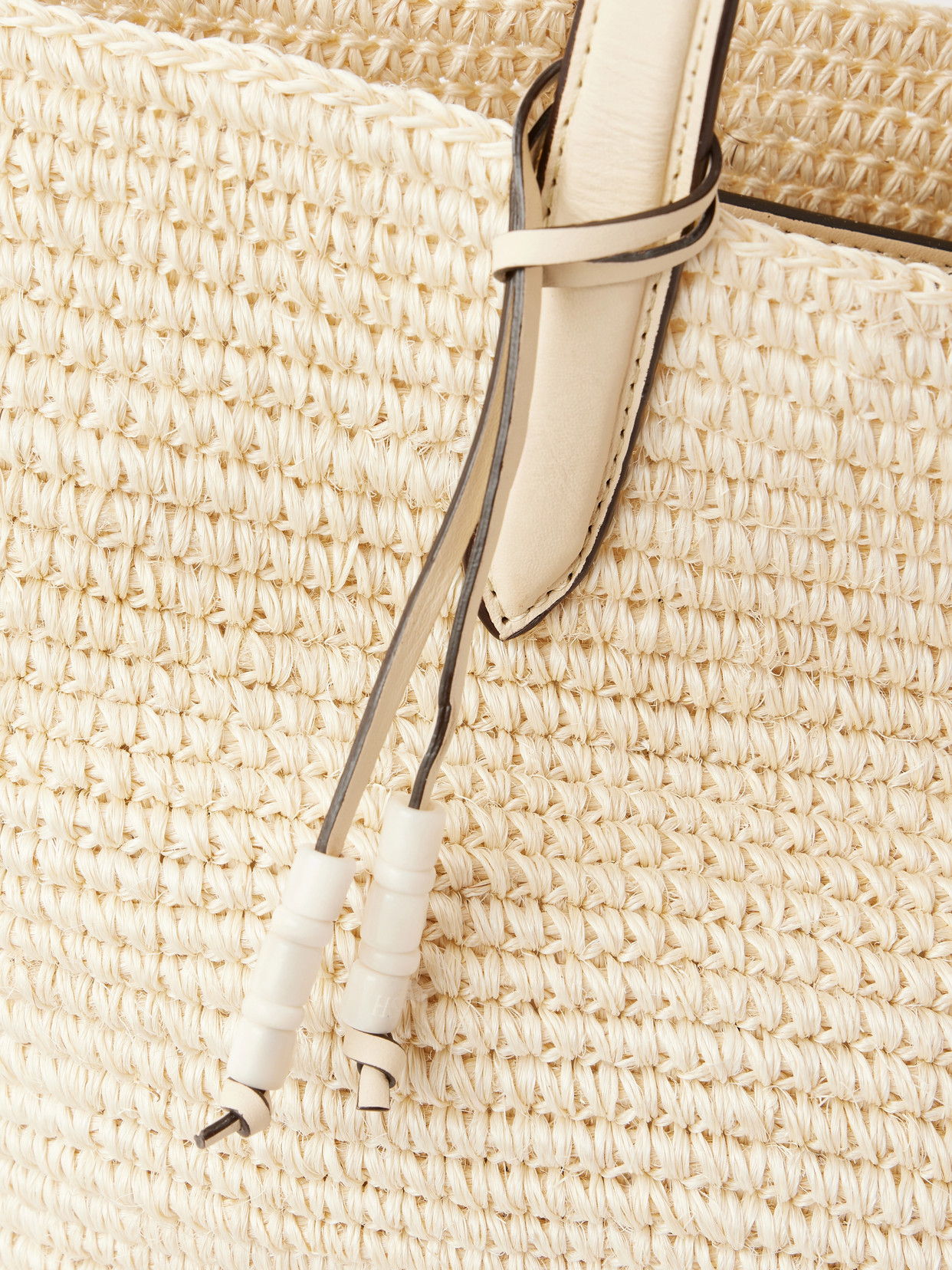 Market Leather-Trimmed Raffia Tote