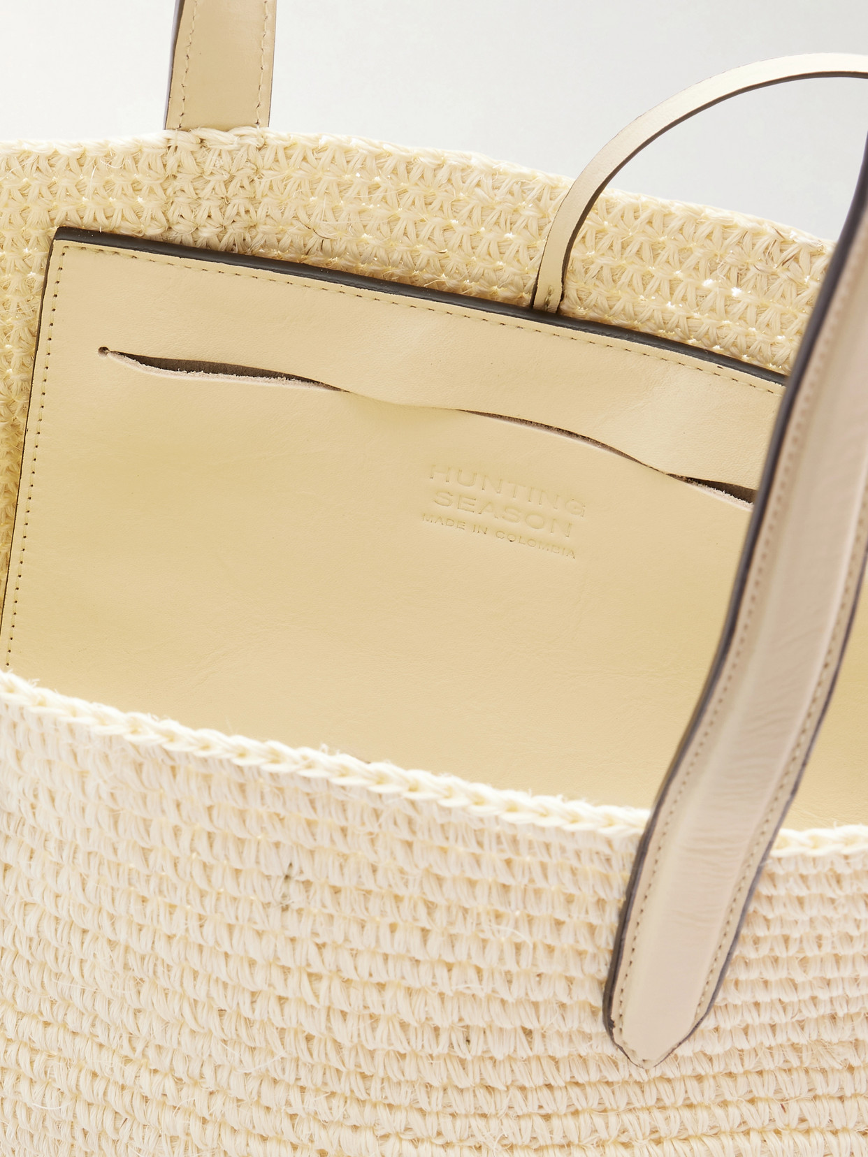Market Leather-Trimmed Raffia Tote