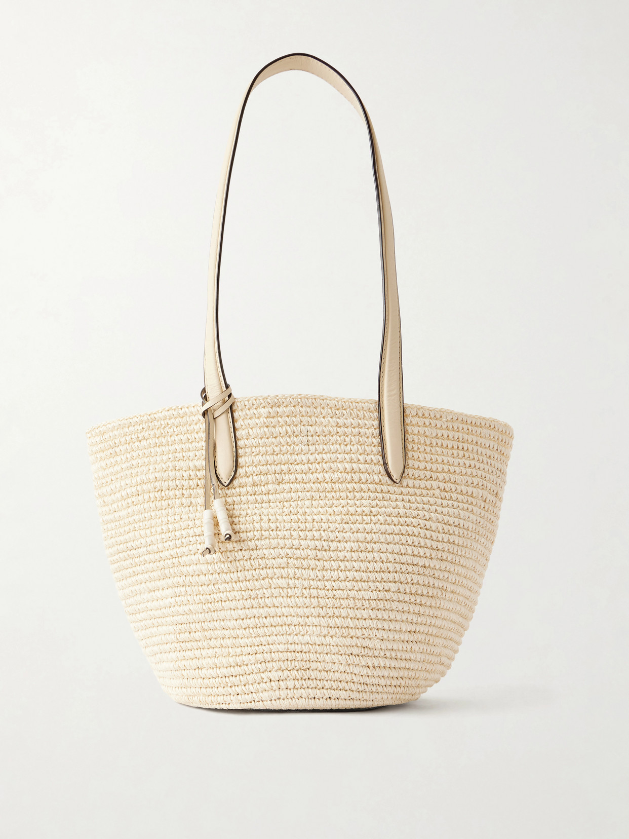 Hunting Season Market Leather-trimmed Raffia Tote In Black