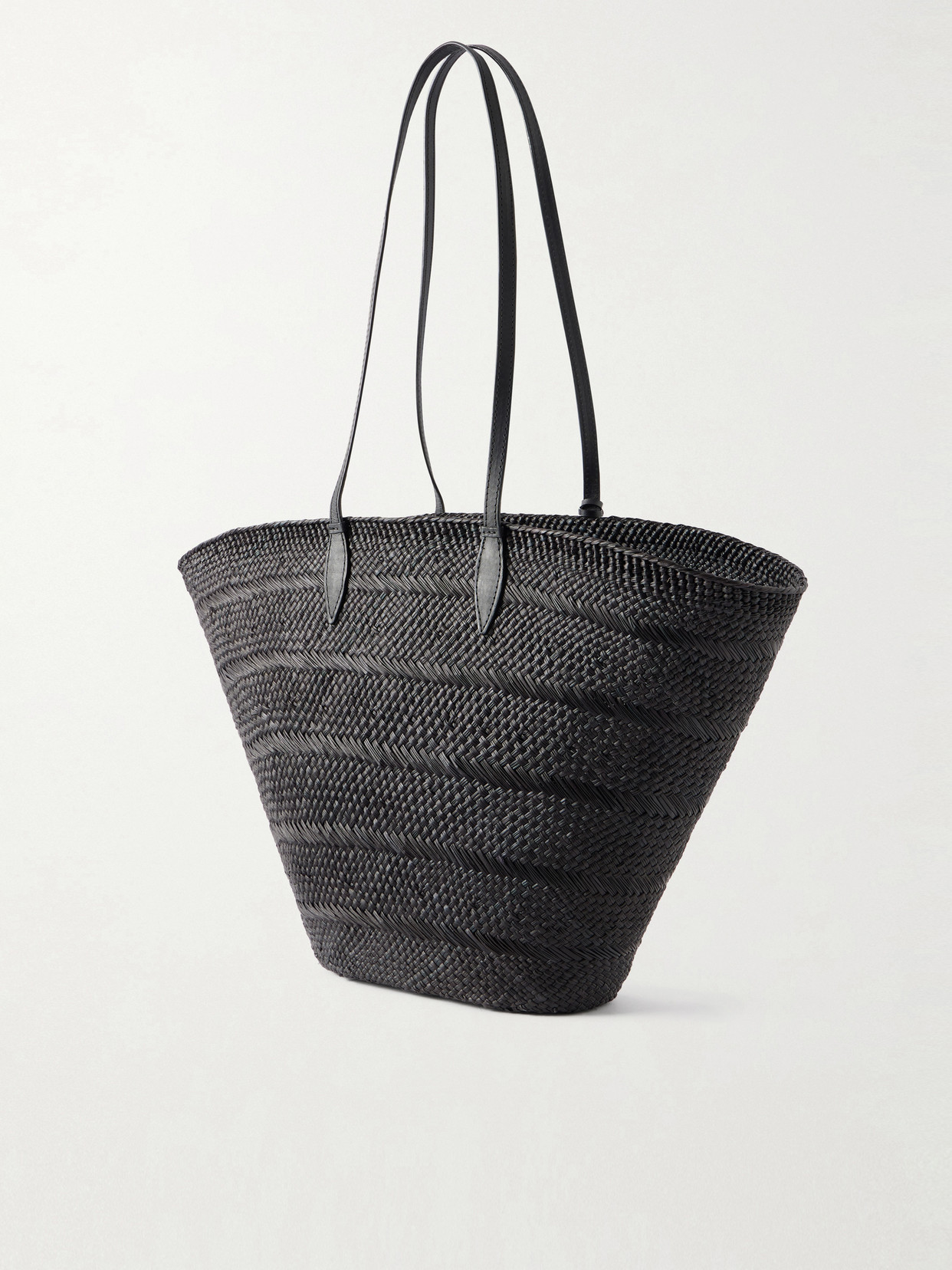 Market Leather-Trimmed Woven Iraca Tote