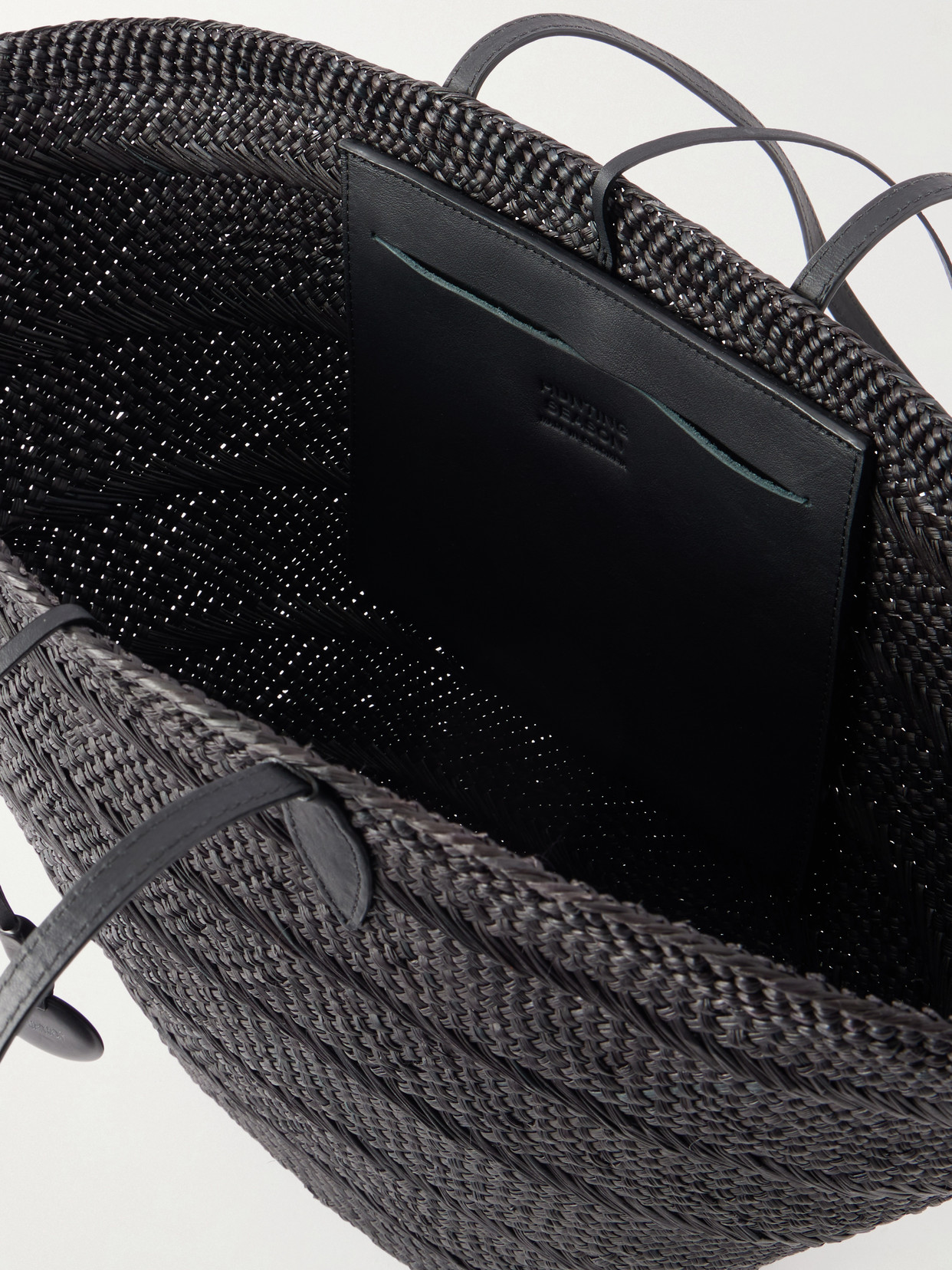 Market Leather-Trimmed Woven Iraca Tote