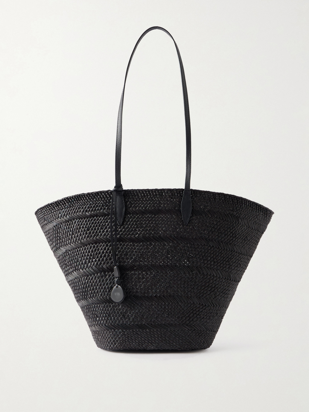 Hunting Season Market Leather-trimmed Woven Fique Tote In Black