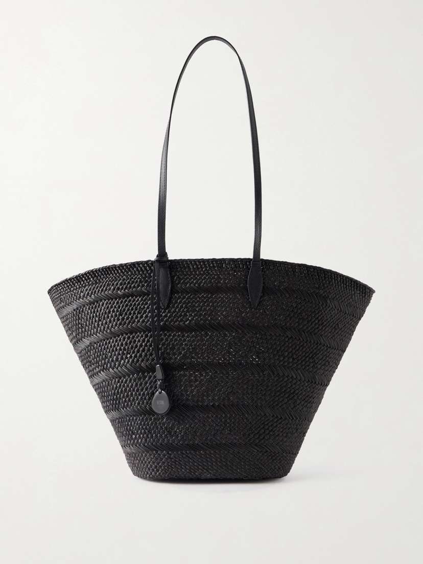 Hunting Season Market Leather-trimmed Woven Fique Tote