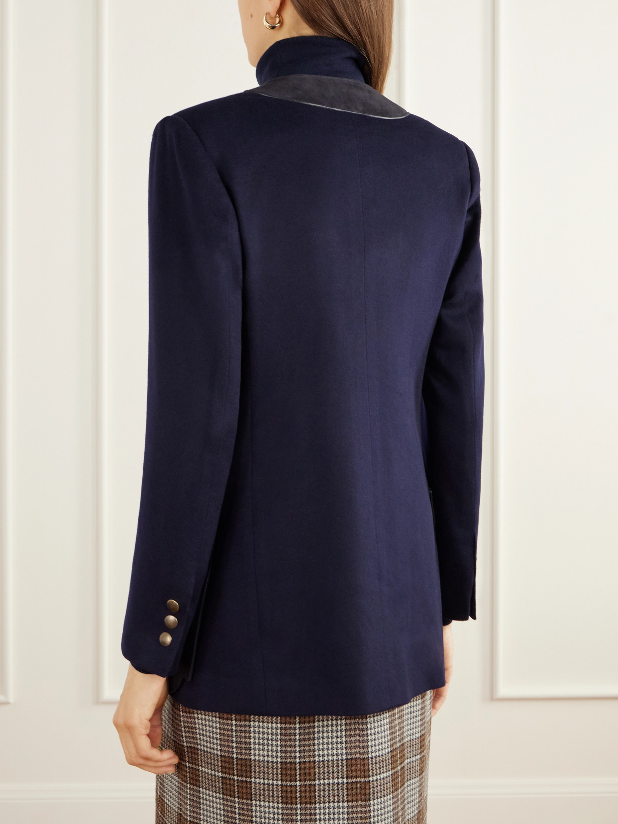 The Liesel Suede-Trimmed Cashmere-Flannel Jacket