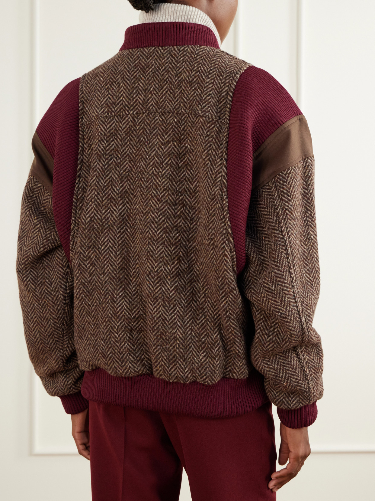 The Aurelia Rib-Trimmed Padded Herringbone Virgin Jacket