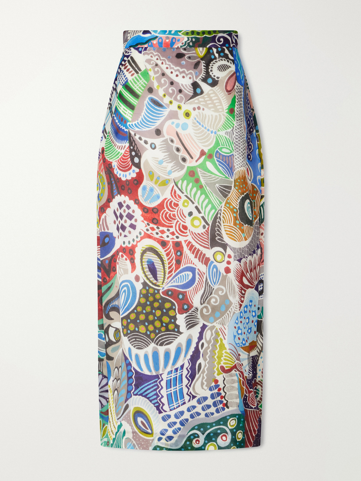 Heirlome Irene Printed Silk-organza Midi Skirt In Blue
