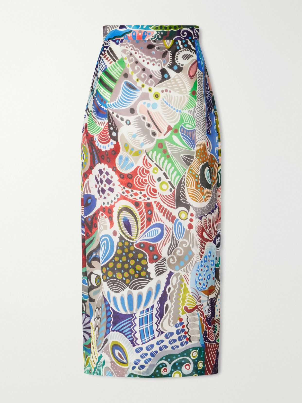 irene printed silk organza midi skirt
