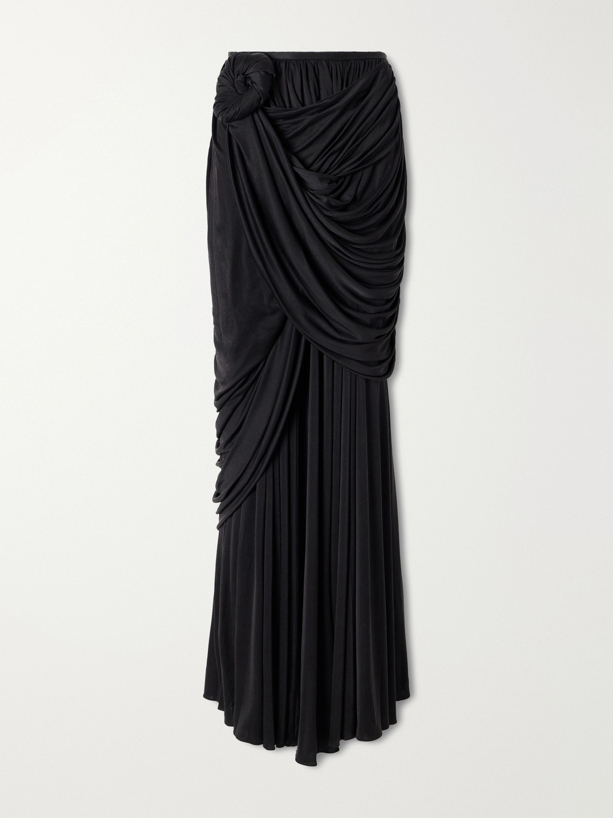 Heirlome Effie Appliquéd Silk-jersey Maxi Dress In Black