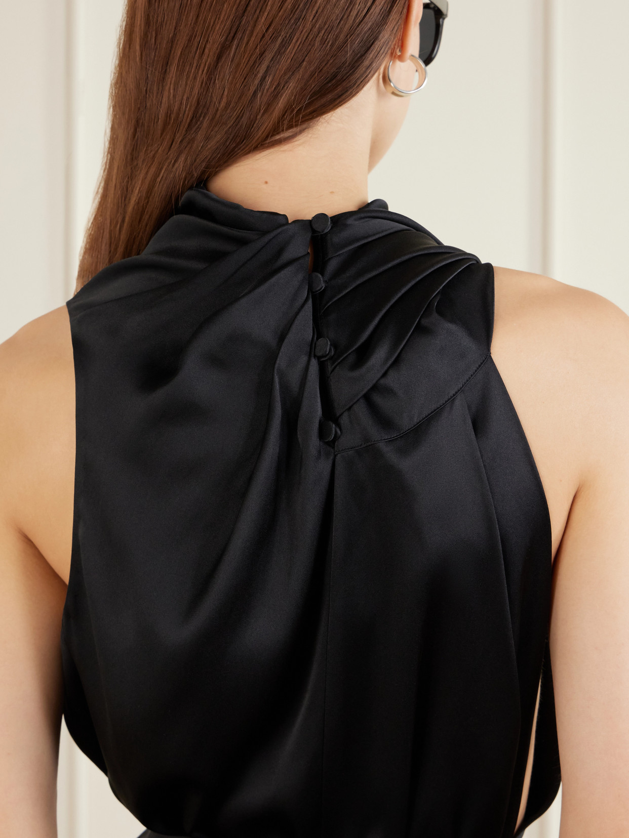 Heirlome Kate Draped Silk-satin Top In Black