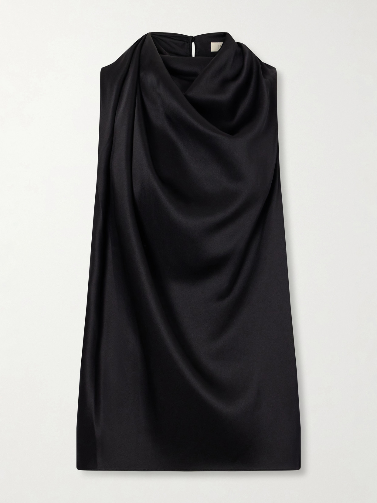 Heirlome Kate Draped Silk-satin Top In Black