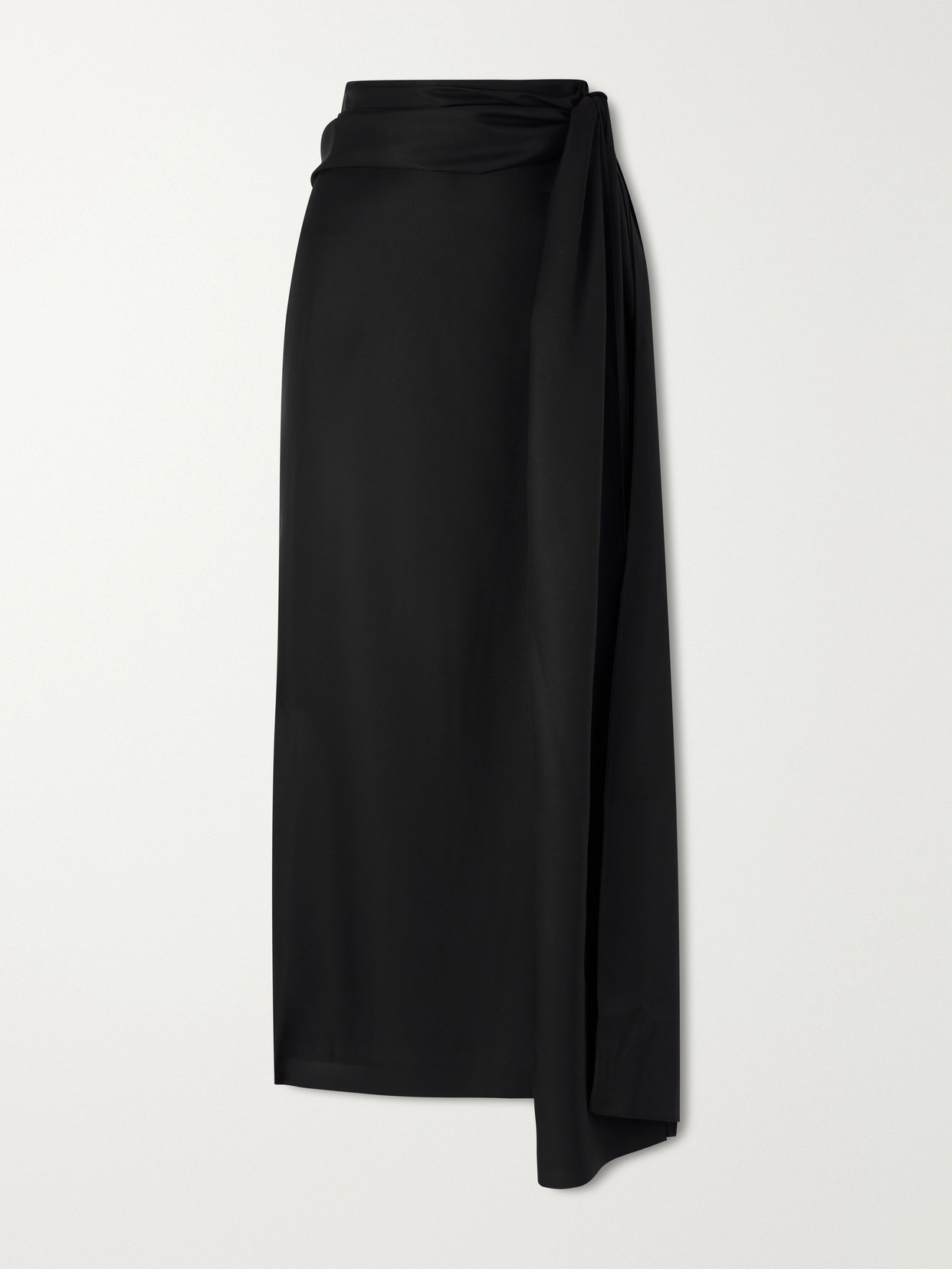 Heirlome Helena Silk-twill Midi Skirt In Black