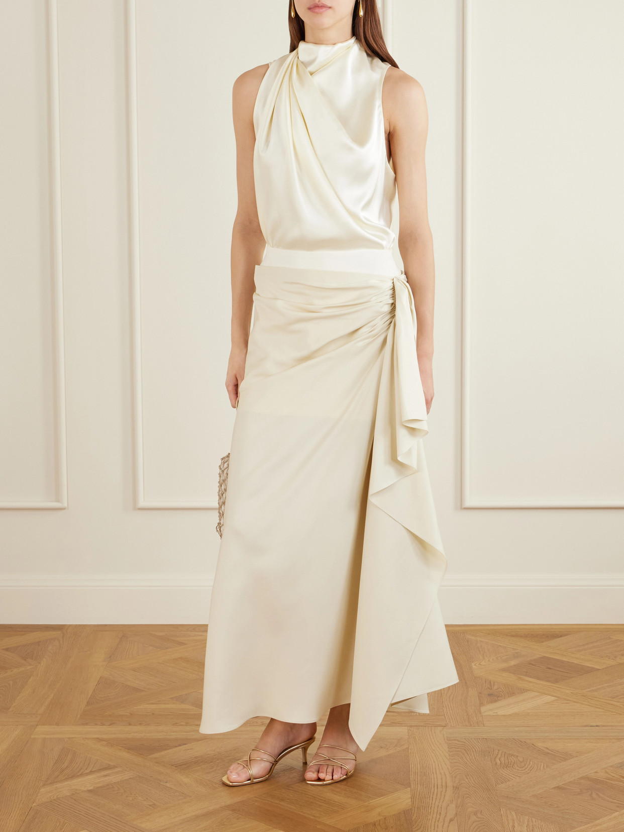 Kate Draped Silk-Satin Top
