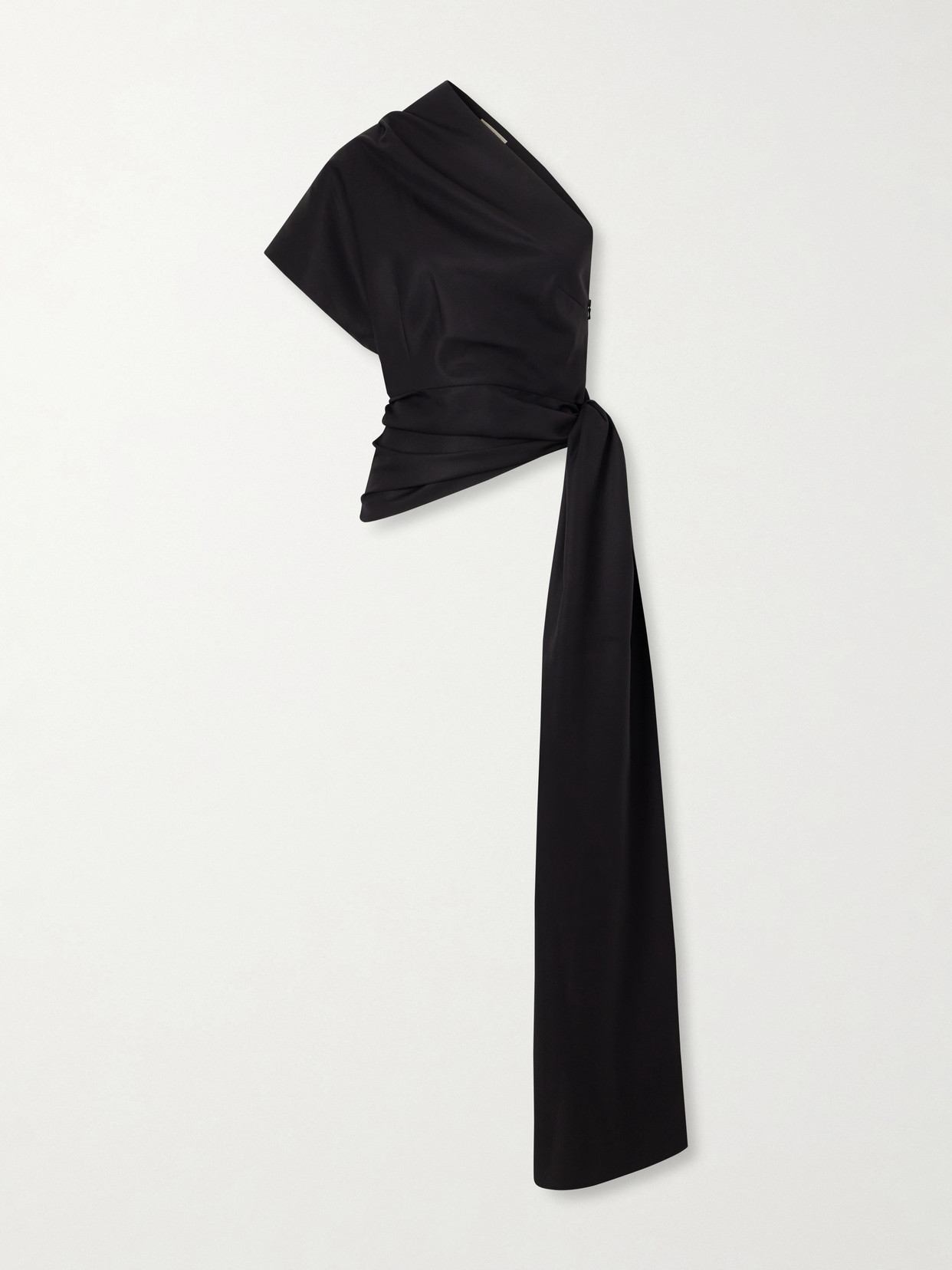 Heirlome Marianne Asymmetric Silk-twill Top In Black