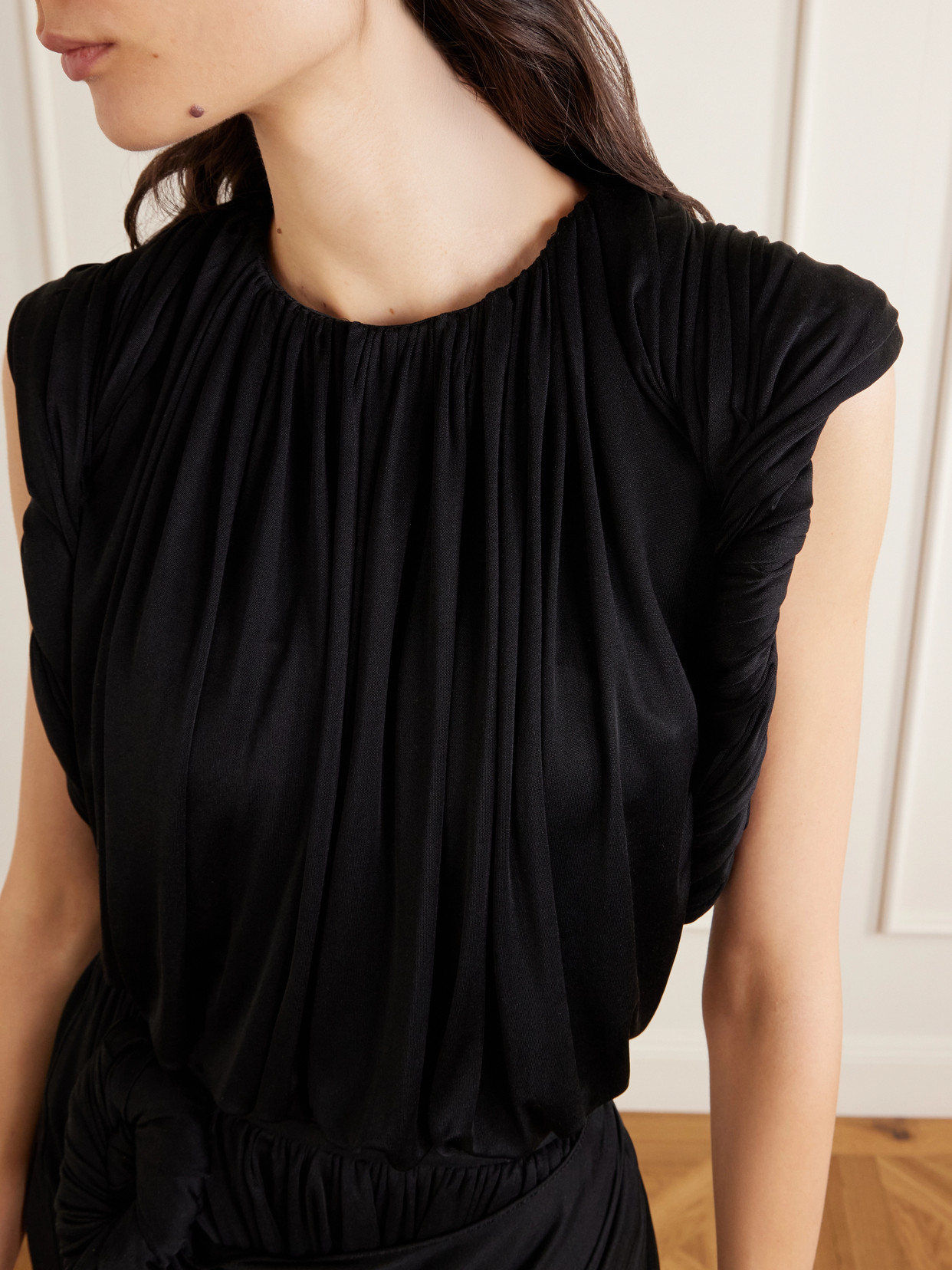 Effie Gathered Silk-Jersey Tank