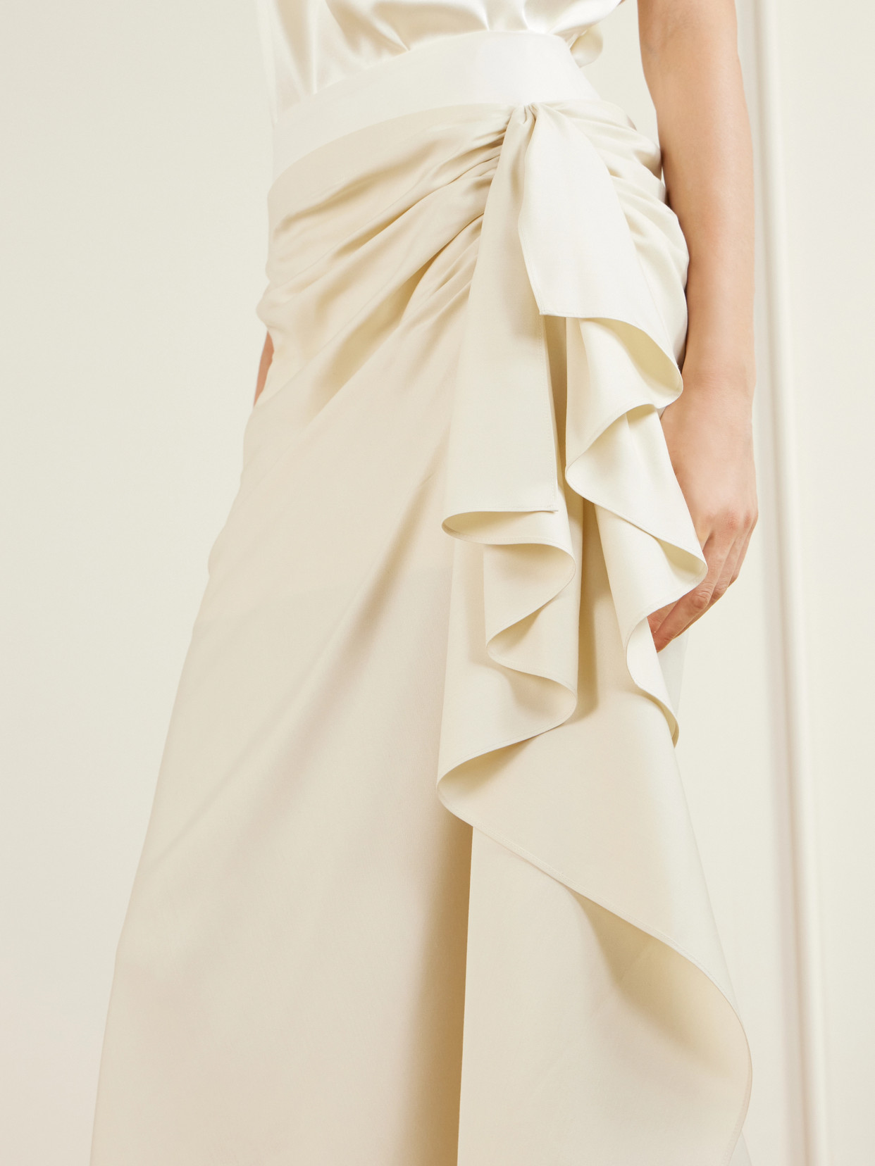 Liliana Gathered Silk-Twill Midi