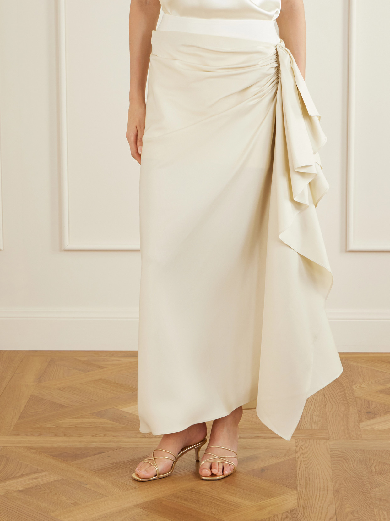 Liliana Gathered Silk-Twill Midi