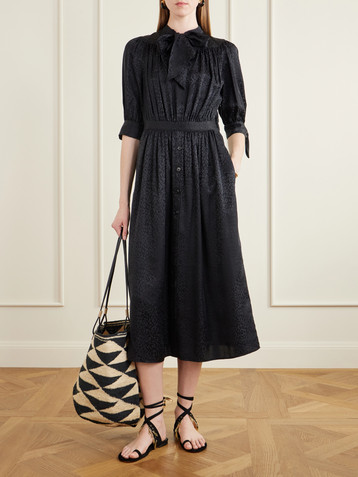 MAISON MAYLE Lala leopard-jacquard silk midi dress