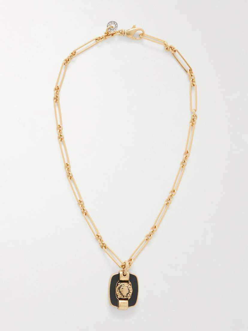 MAISON MAYLE Figura M Gold-plated Enamel Necklace