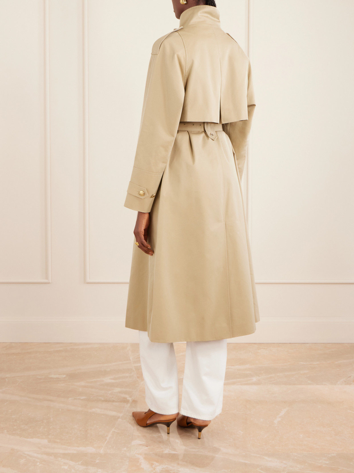 Eterne Double-Breasted Belted Cotton-Twill Trench Coat