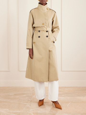 MAISON MAYLE Eterne double-breasted belted cotton-twill trench coat