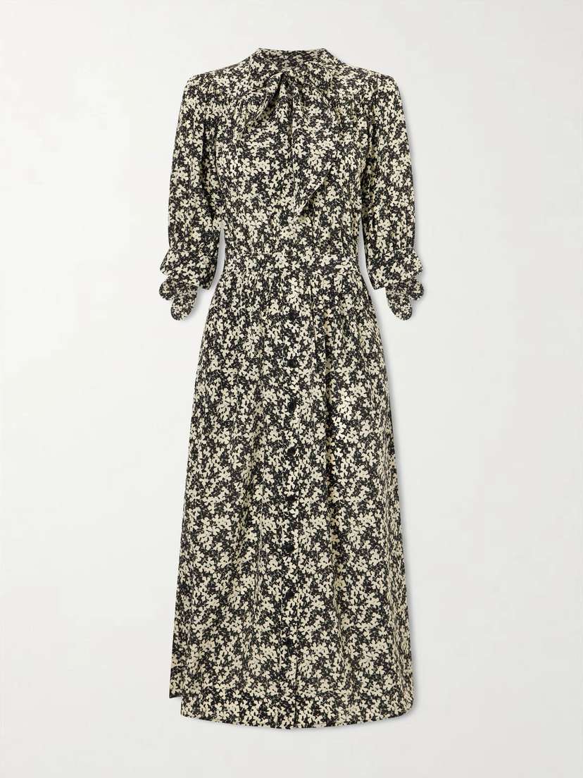 MAISON MAYLE Lala Patterned Silk-crepe Midi Dress