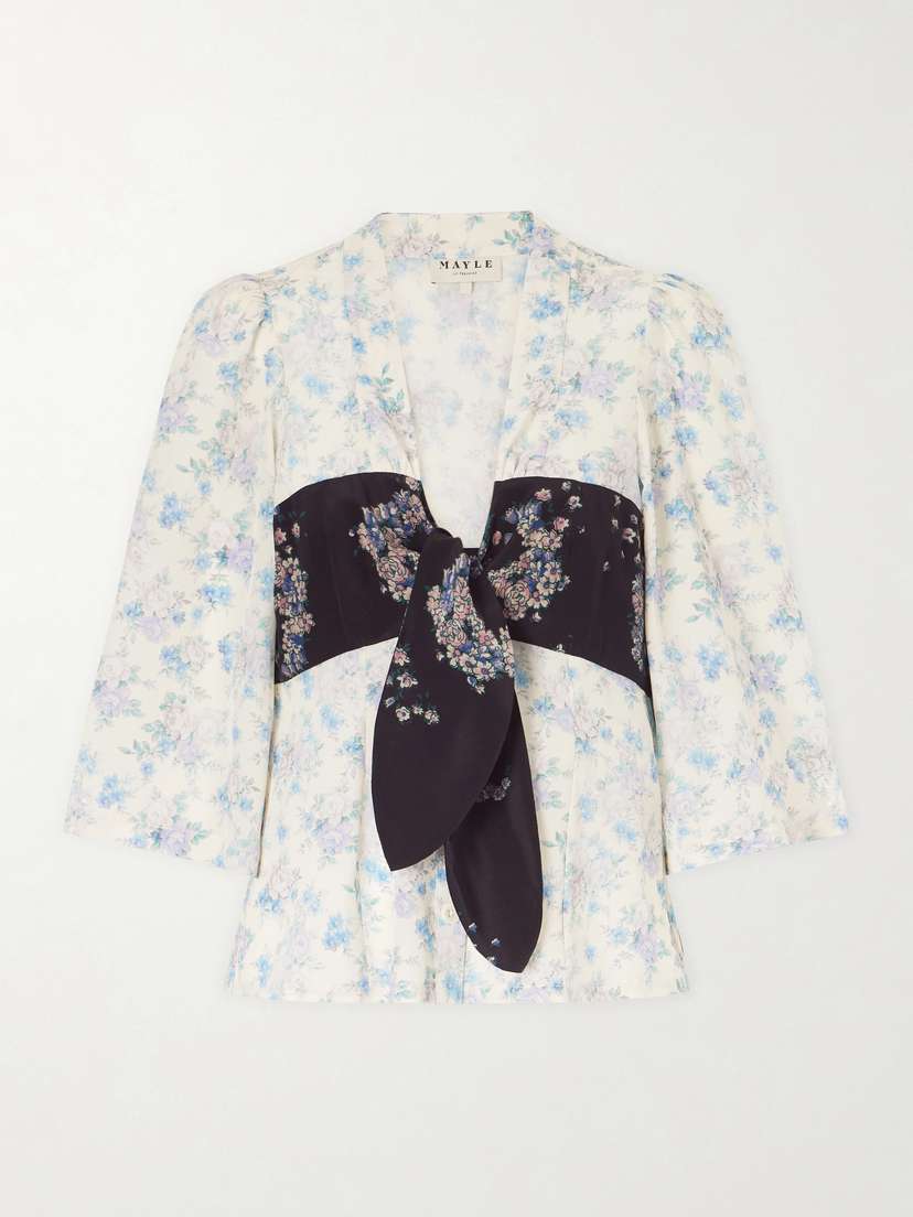 MAISON MAYLE Kazu Floral-print Silk Top