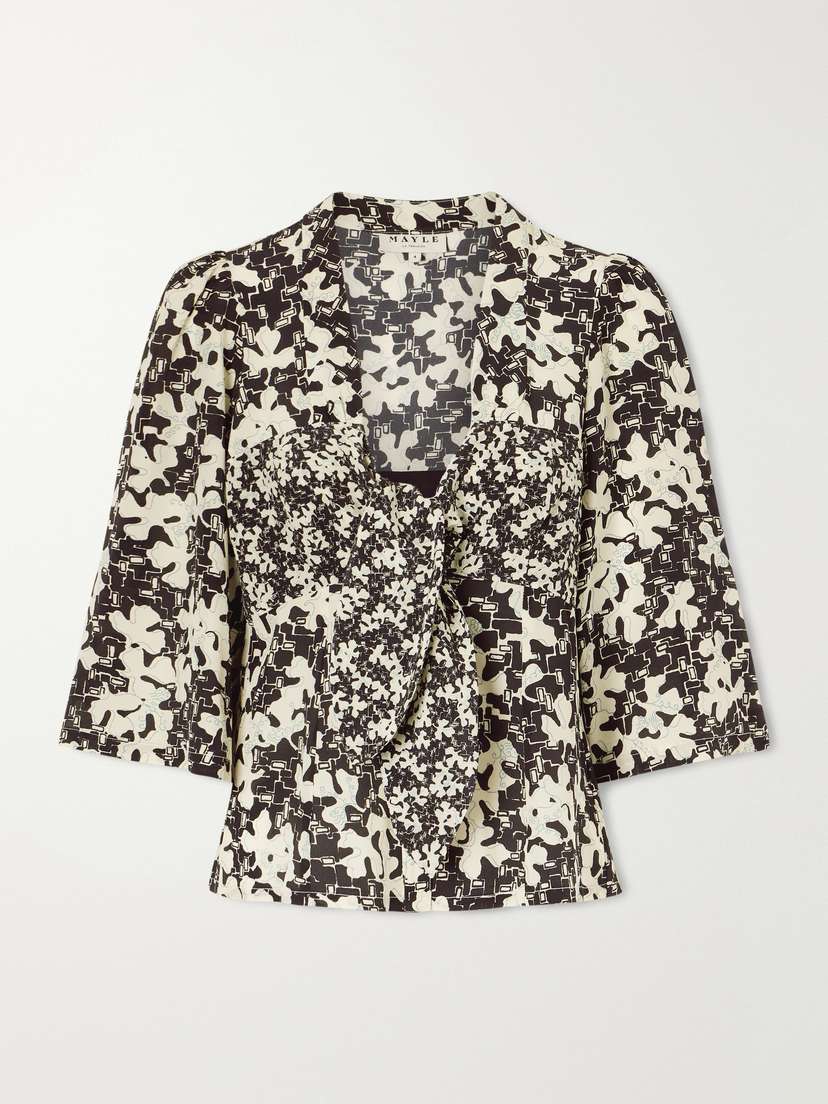 MAISON MAYLE Kazu Floral-print Silk Top