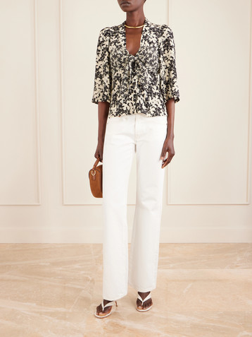 MAISON MAYLE Kazu floral-print silk top