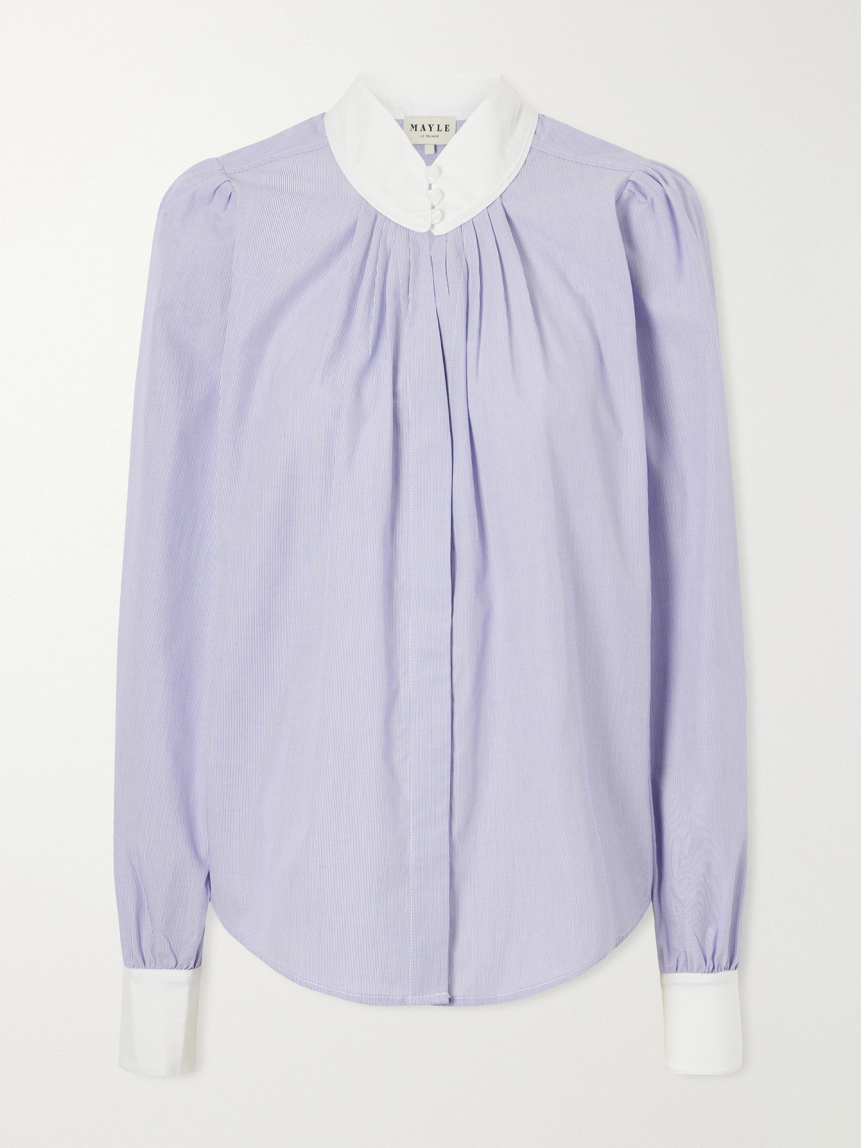 Maison Mayle Val D'isere Striped Cotton Blouse In Blue