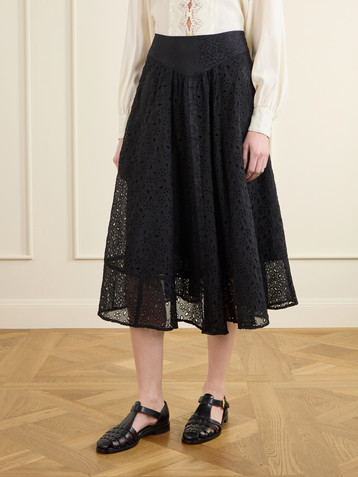 MAISON MAYLE Djuna broderie anglaise silk midi skirt