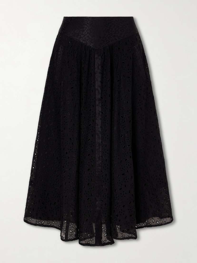 MAISON MAYLE Djuna Broderie Anglaise Silk Midi Skirt