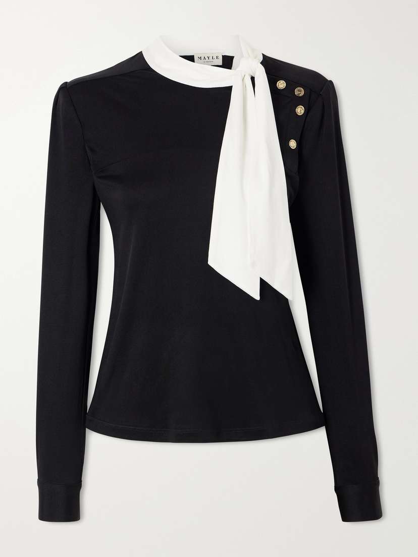 MAISON MAYLE Desi Tie-detailed Silk Shirt