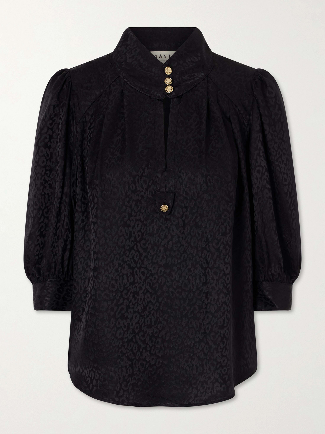 Maison Mayle Papisoleil Silk-satin Jacquard Blouse In Black