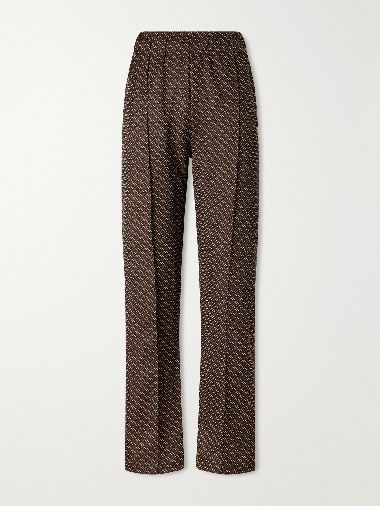 Wales Bonner Mudra Jacquard-woven Jersey Mid-rise Straight-leg Track Pants In Brown
