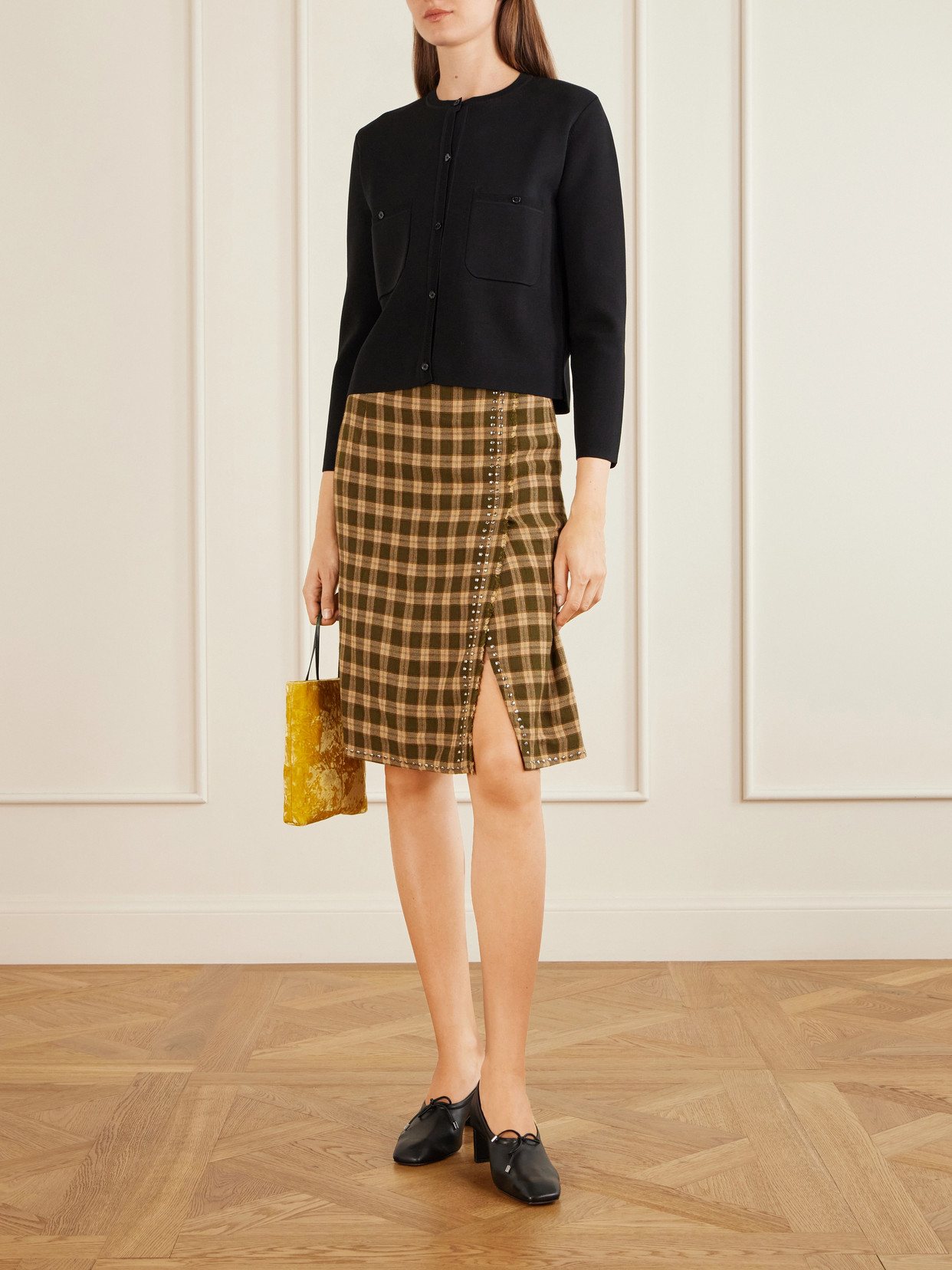 Cosmic Frayed Studded Checked Flannel Mini