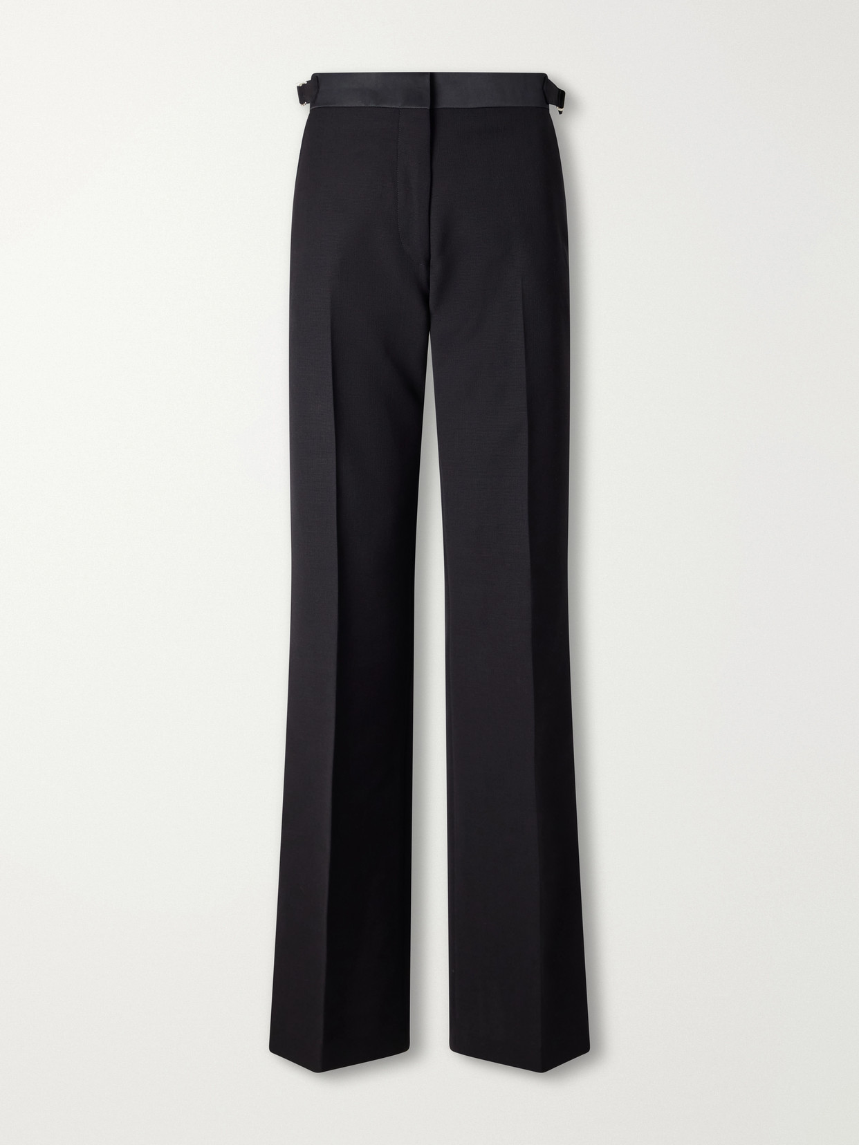Wales Bonner Gallery Satin-trimmed Wool-twill Flared Pants In Black
