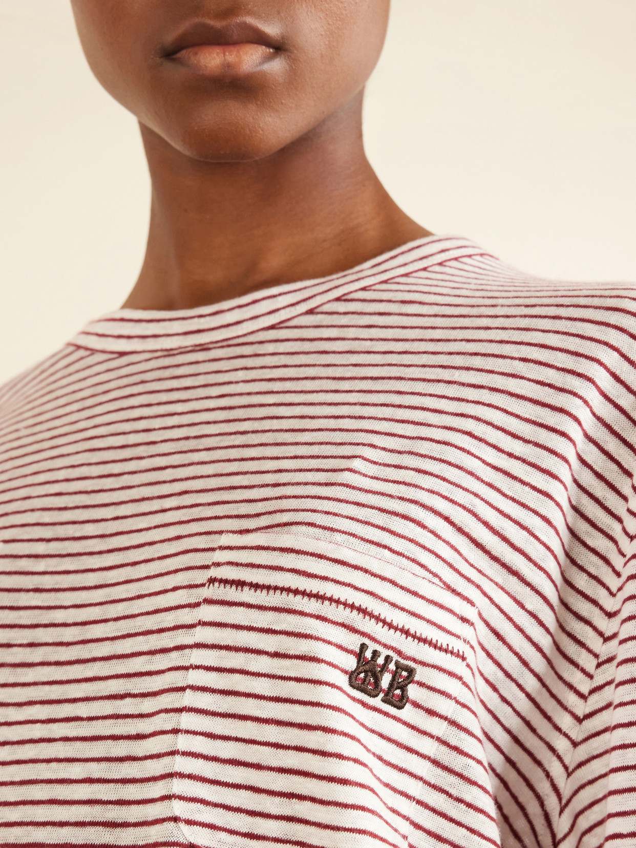 Hour Embroidered Striped Linen And Cotton-Blend T-Shirt