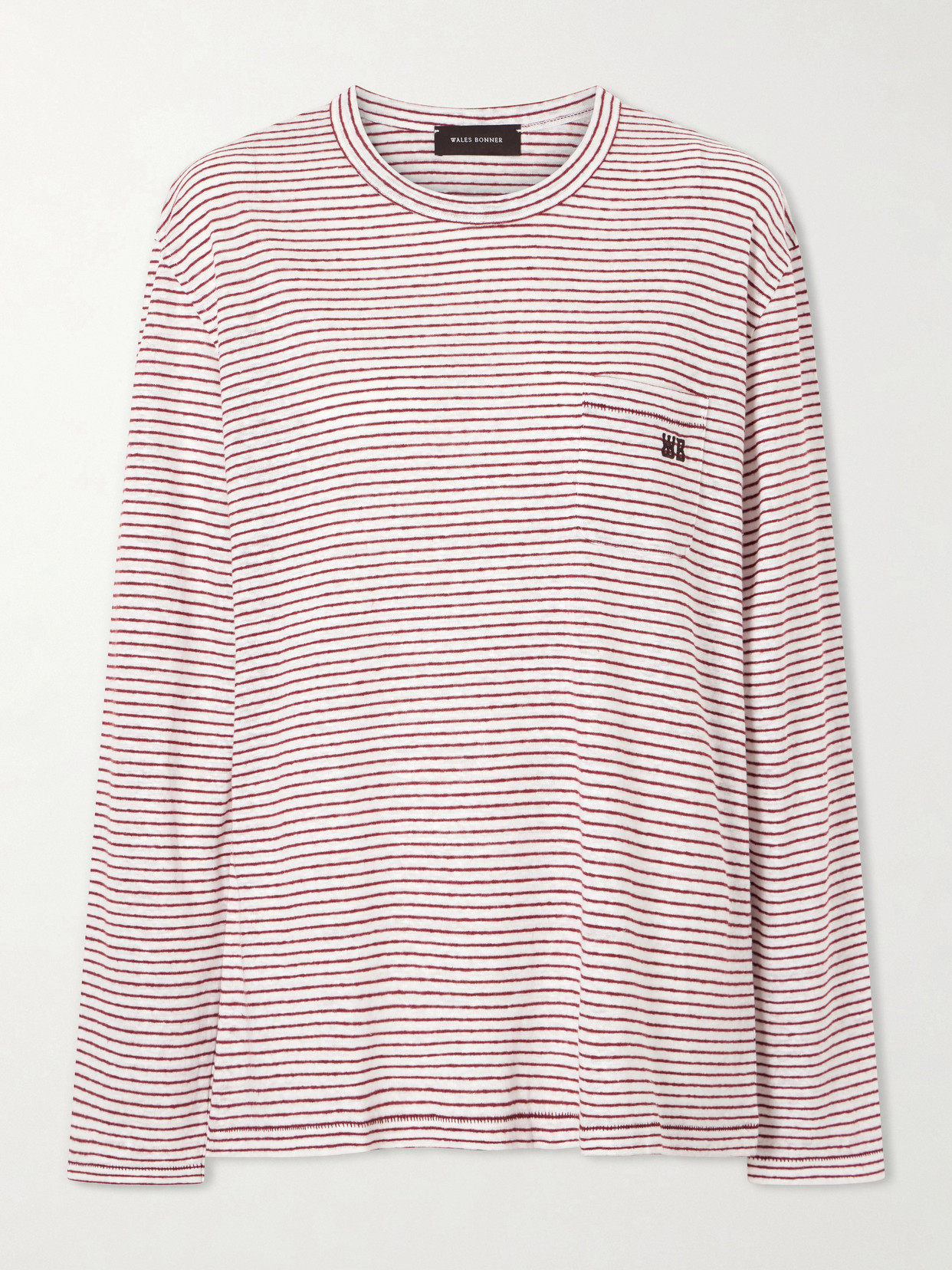 Hour Embroidered Striped Linen And Cotton-Blend T-Shirt
