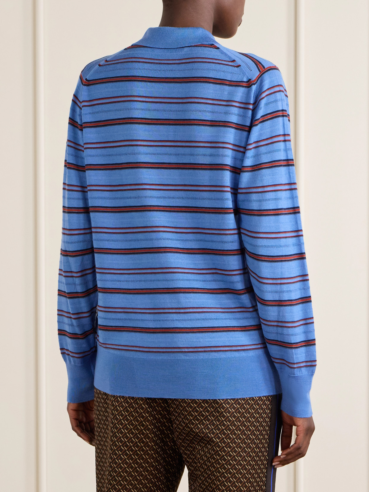 Striped Wool And Cotton Polo