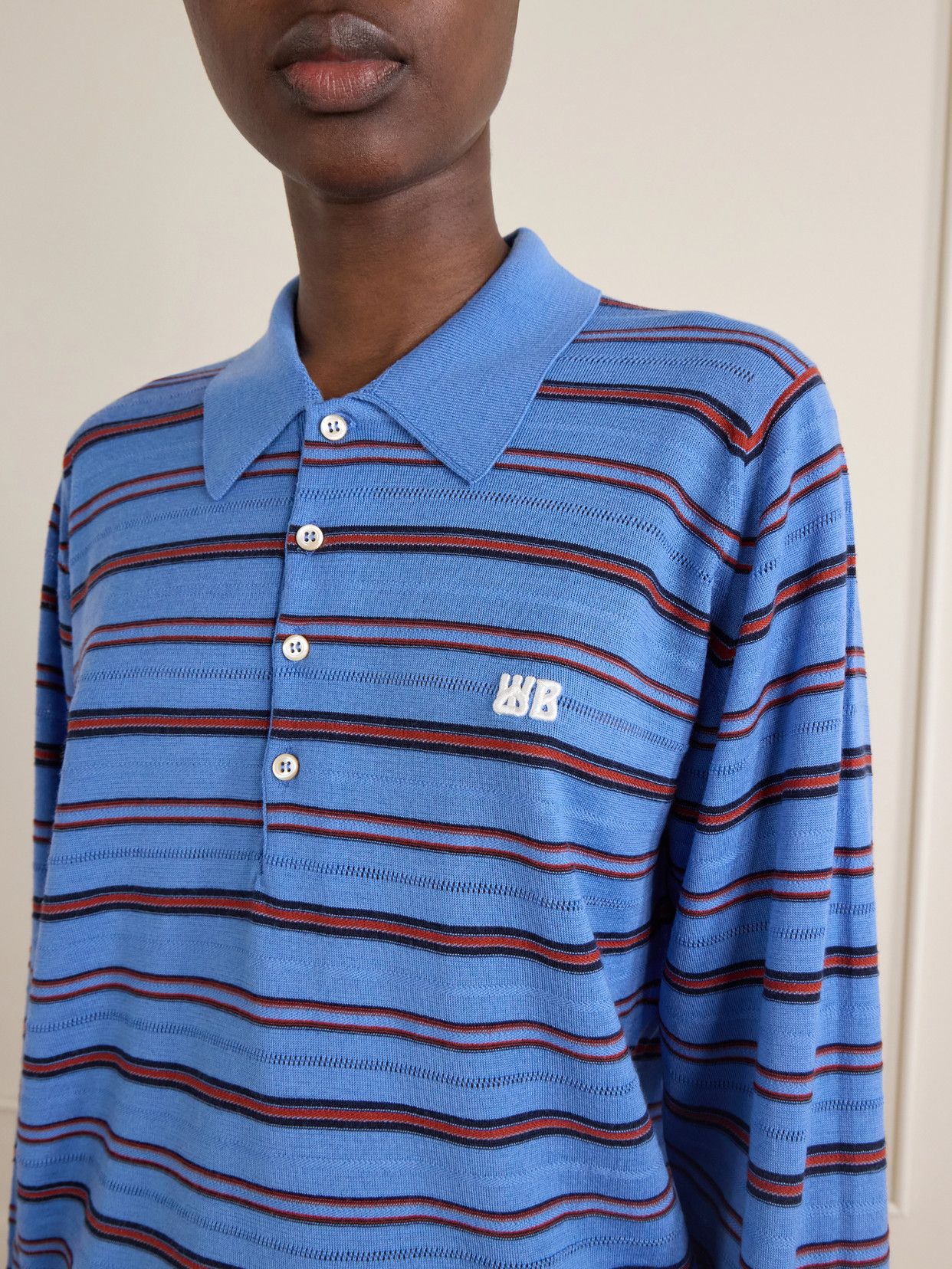Striped Wool And Cotton Polo