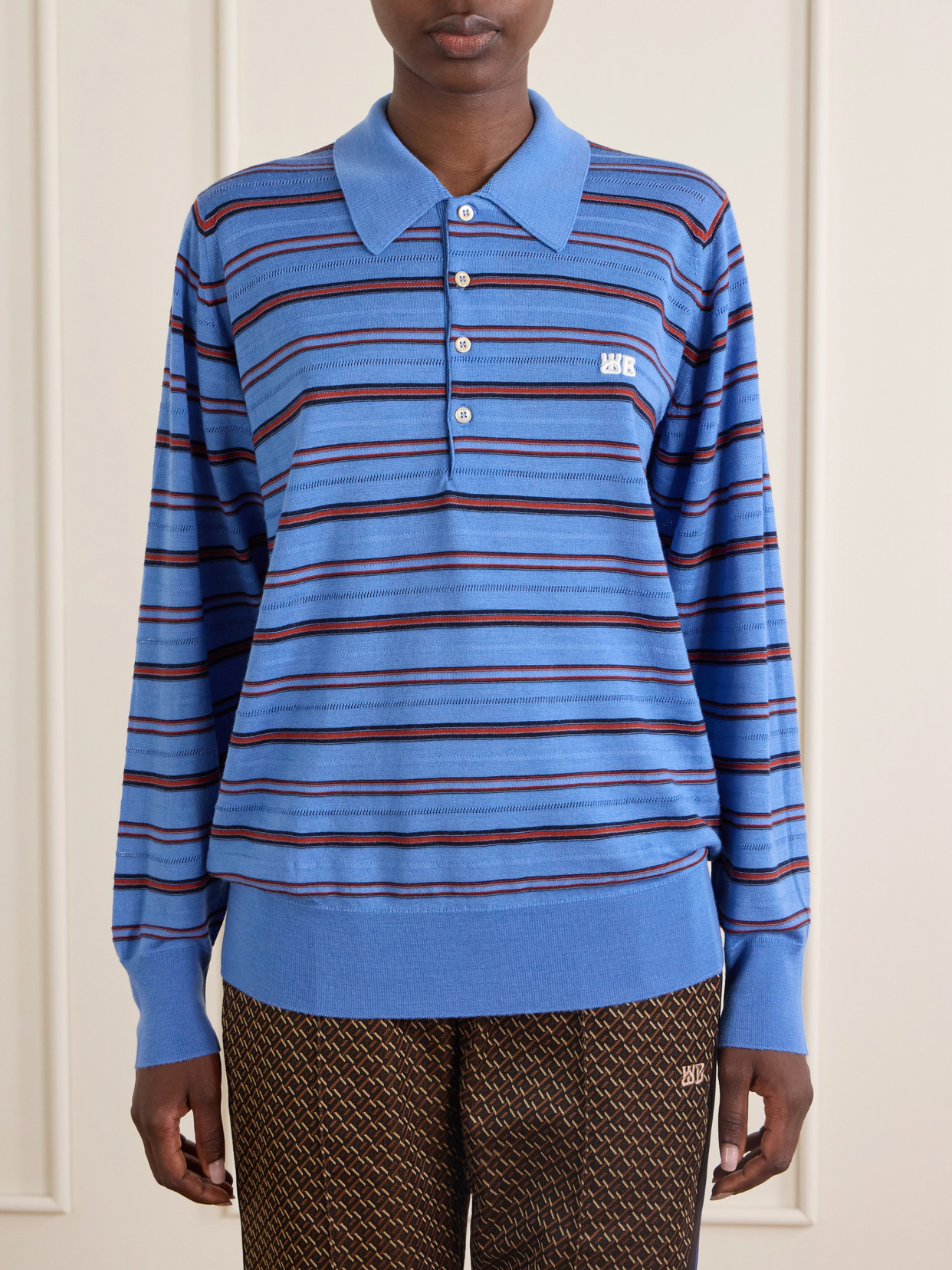 Striped Wool And Cotton Polo