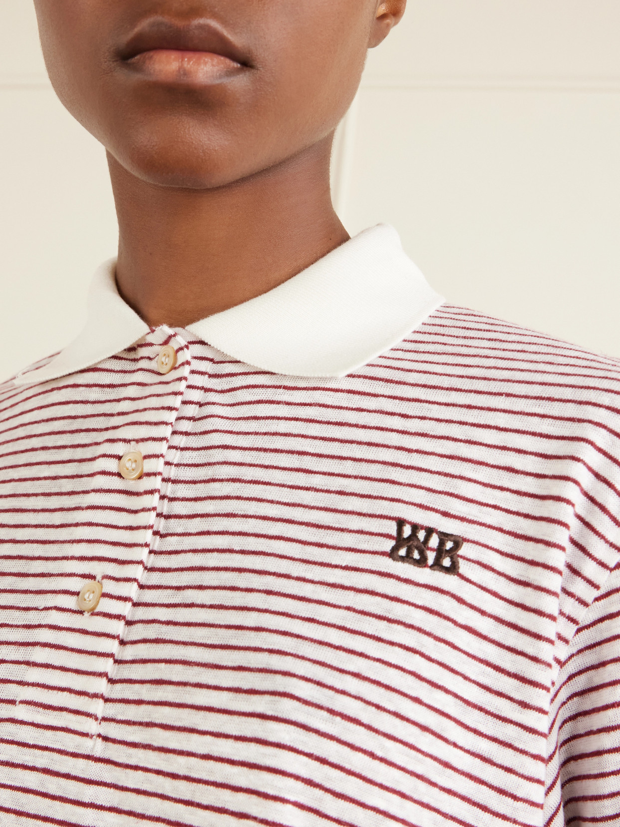 Trust Logo-Embroidered Striped Cotton And Linen-Blend Polo T-Shirt