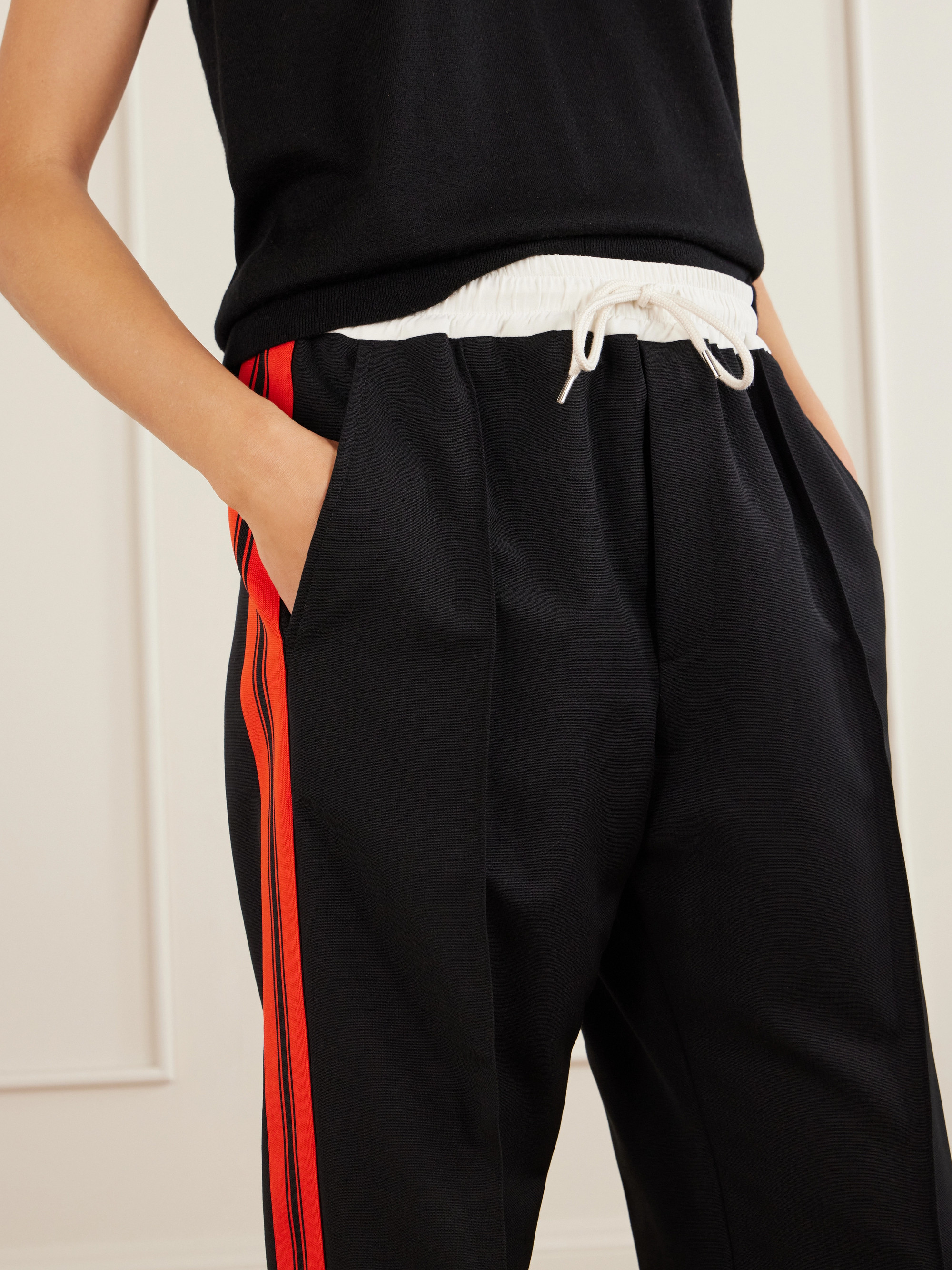 Wales Bonner Energy striped wool-crepe wide-leg sweatpants