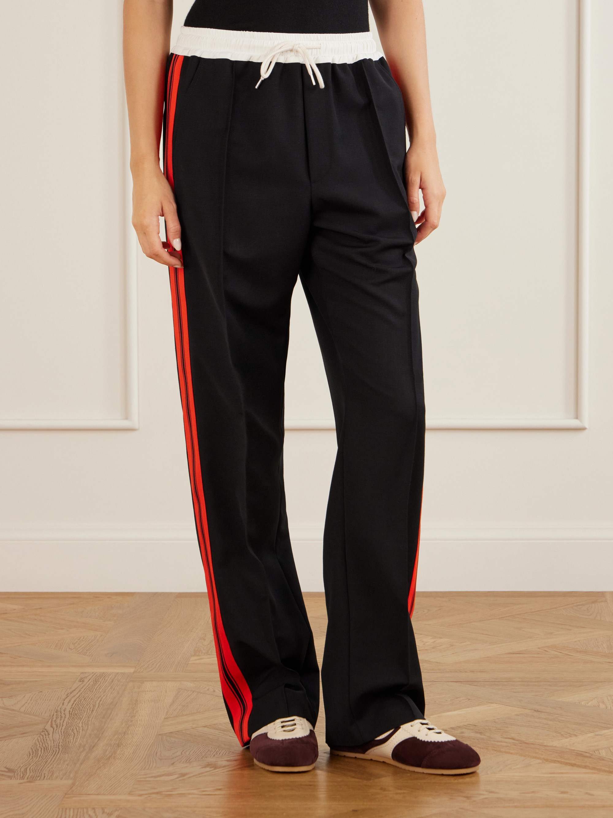 Wales Bonner Energy striped wool-crepe wide-leg sweatpants