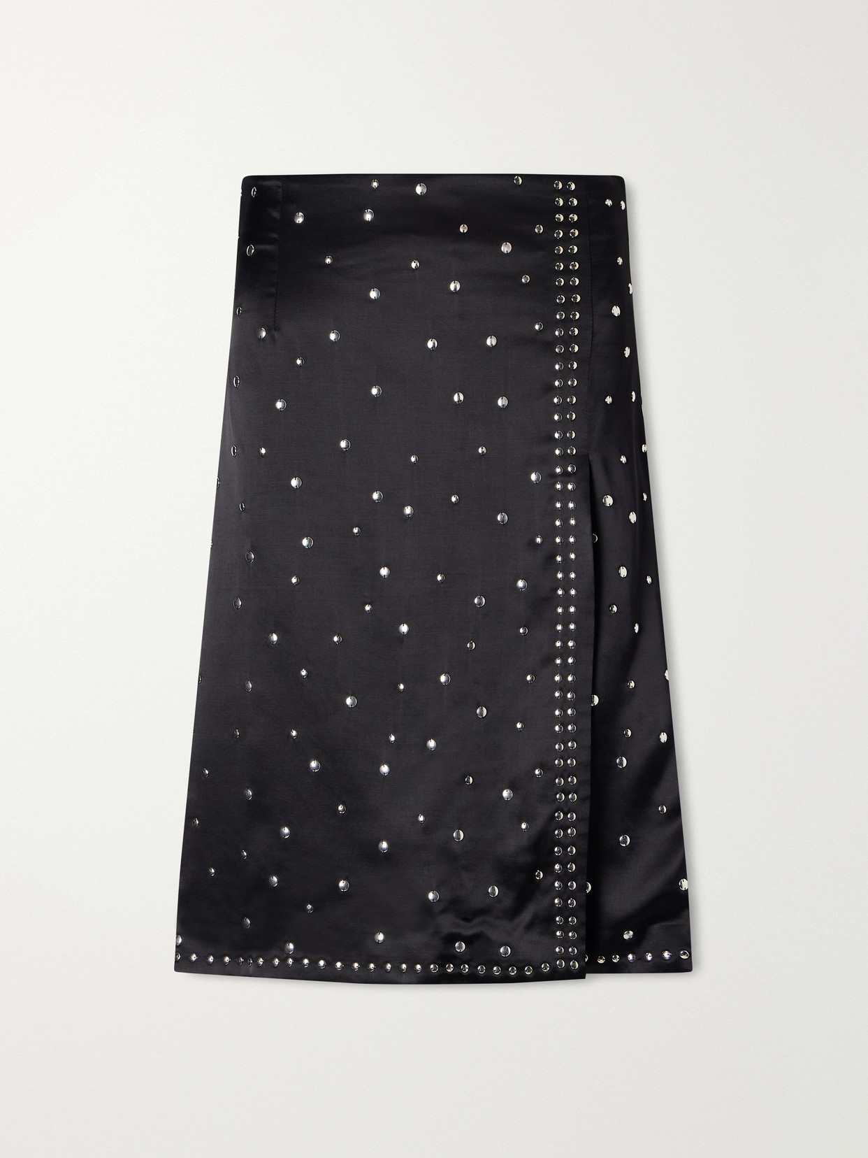 Wales Bonner Cosmic Embellished Satin Midi Skirt In Black