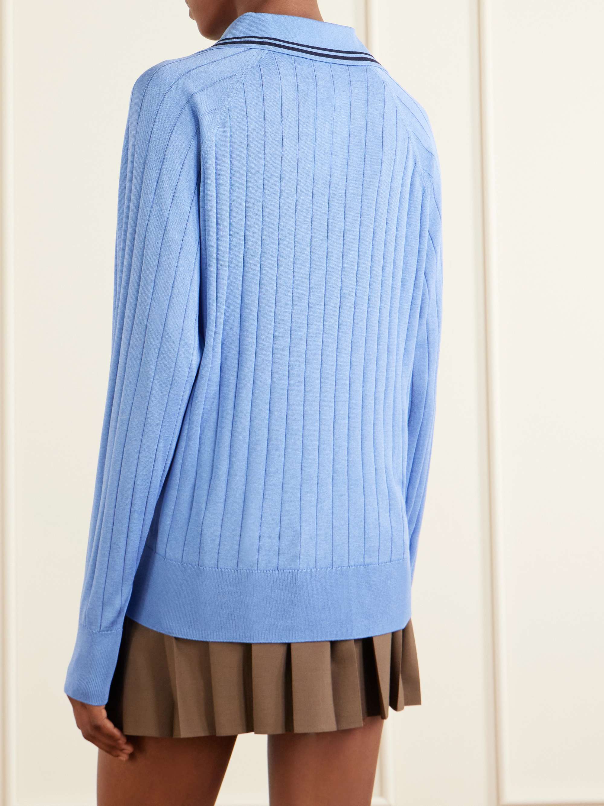 WALES BONNER Roots logo-embroidered striped polo shirt | NET-A-PORTER