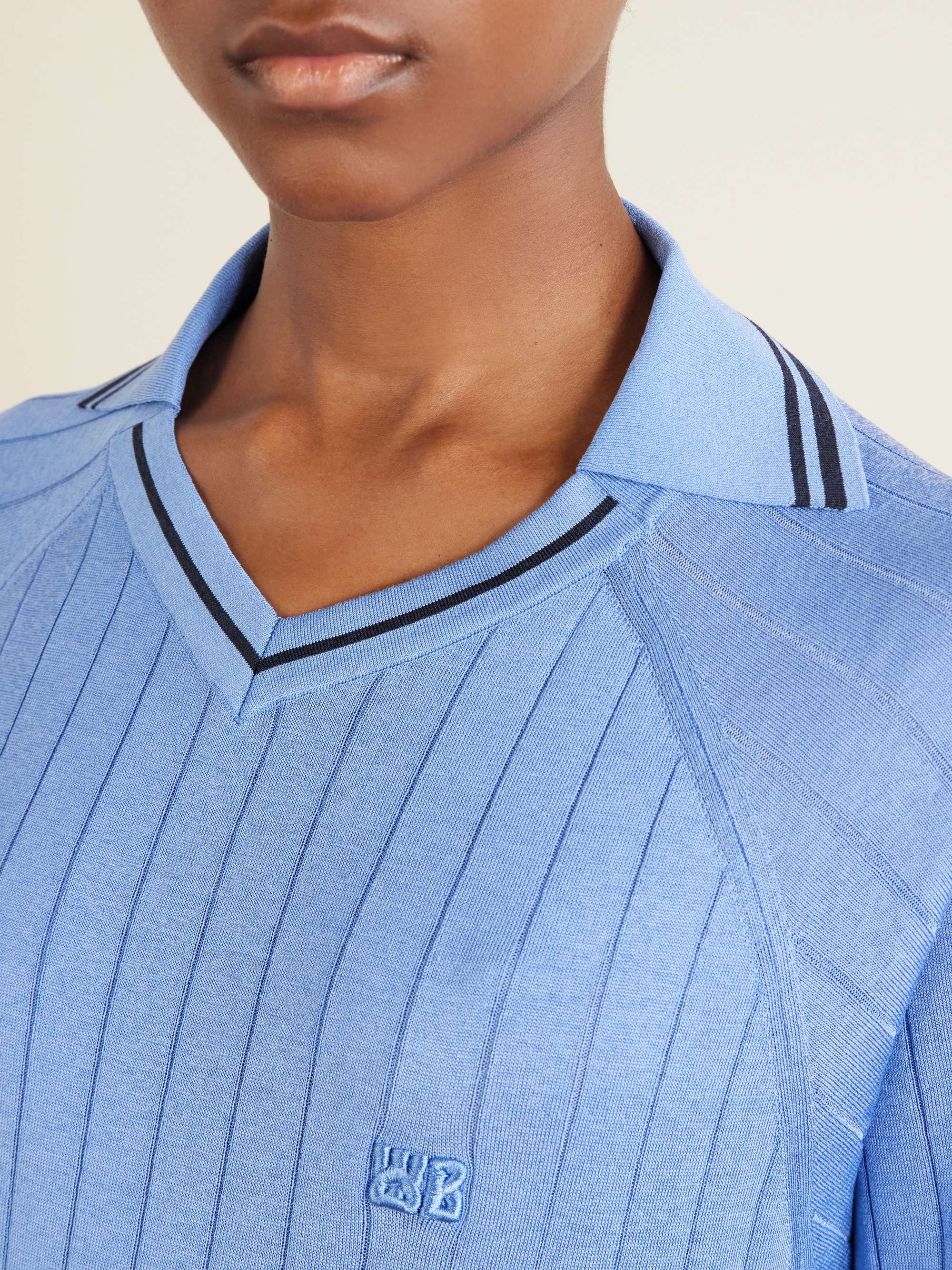 WALES BONNER Roots logo-embroidered striped polo shirt | NET-A-PORTER