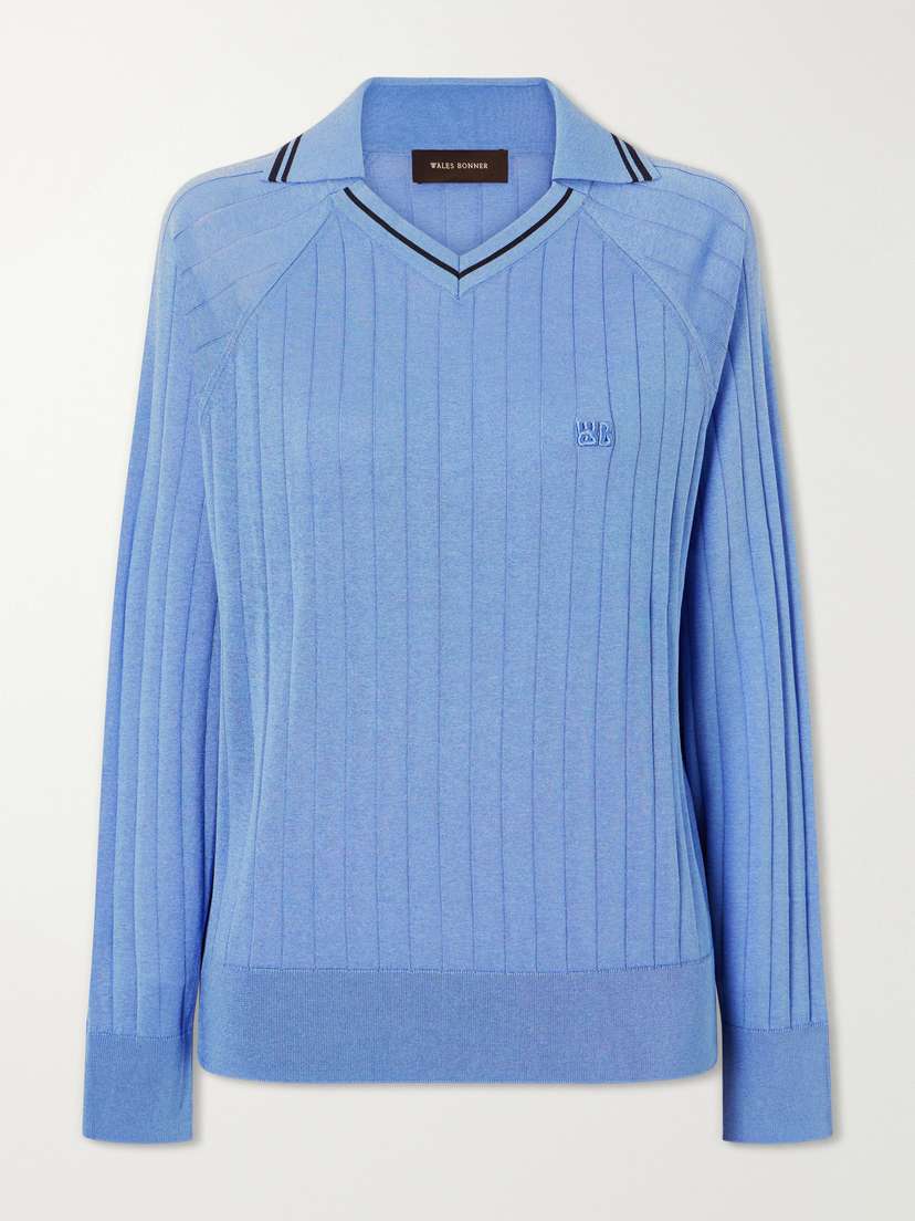 Wales Bonner Roots Logo-embroidered Striped Polo Shirt