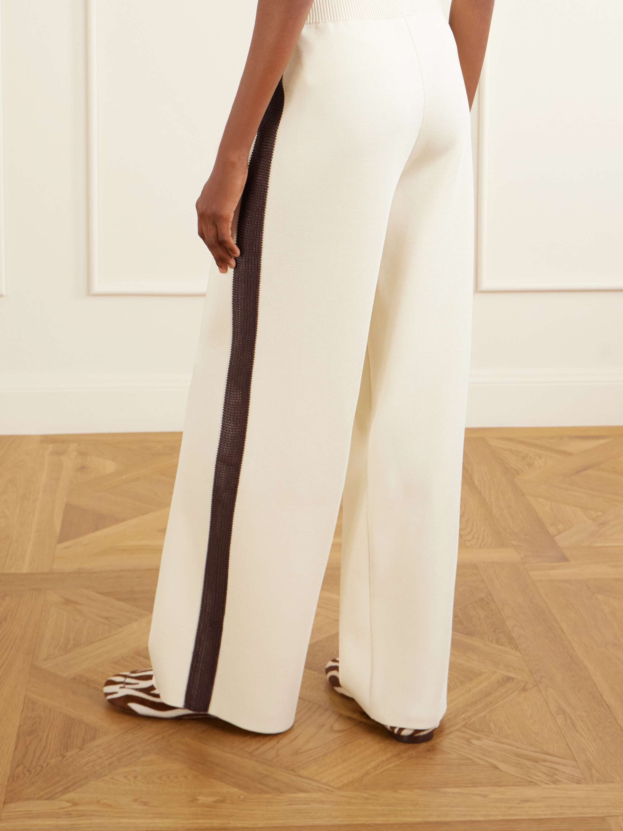 WALES BONNER Tide logo-embroidered knitted track pants | NET-A-PORTER